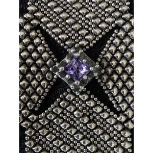 Sergio Gutierrez SG Silver Mesh Liquid Metal Diamond Emerald Cut Bracelet Purple